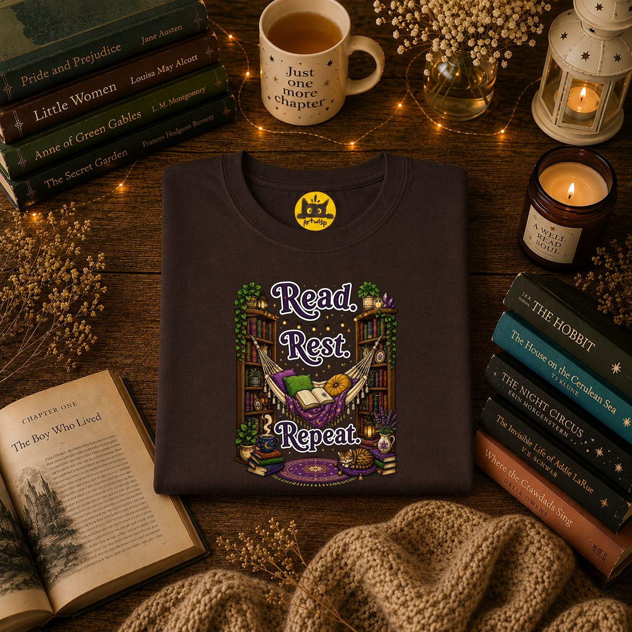 Read. Rest. Repeat. T-Shirt — Cozy Book Lover Tee