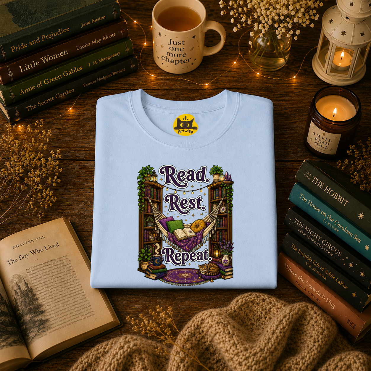 Read. Rest. Repeat. T-Shirt — Cozy Book Lover Tee
