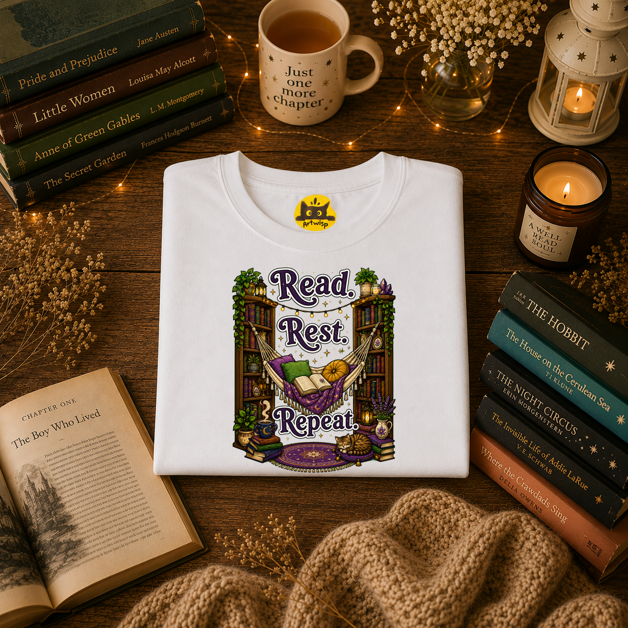 Read. Rest. Repeat. T-Shirt — Cozy Book Lover Tee