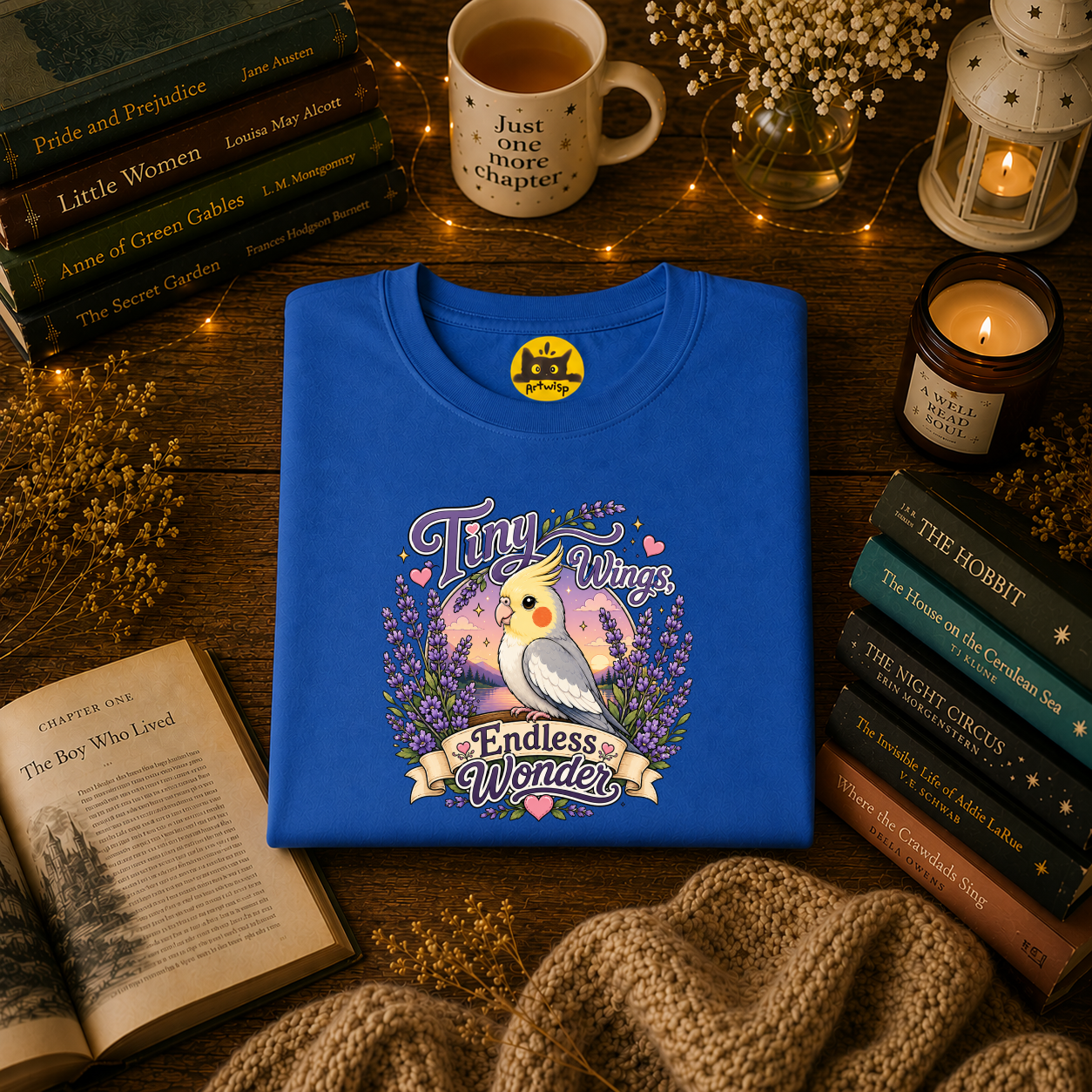Tiny Wings Cockatiel T‑Shirt — 'Endless Wonder' Cute Bird Graphic Tee