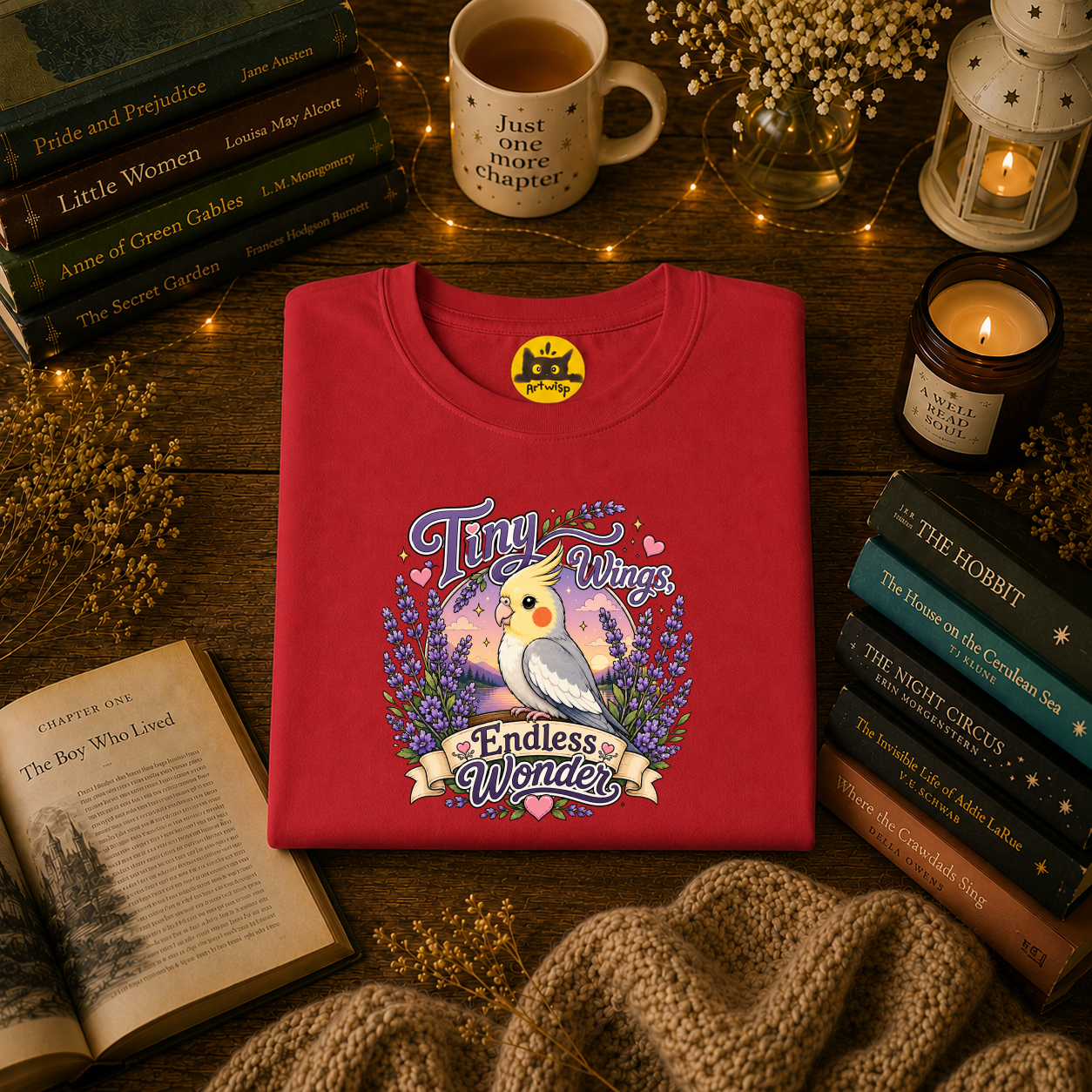 Tiny Wings Cockatiel T‑Shirt — 'Endless Wonder' Cute Bird Graphic Tee