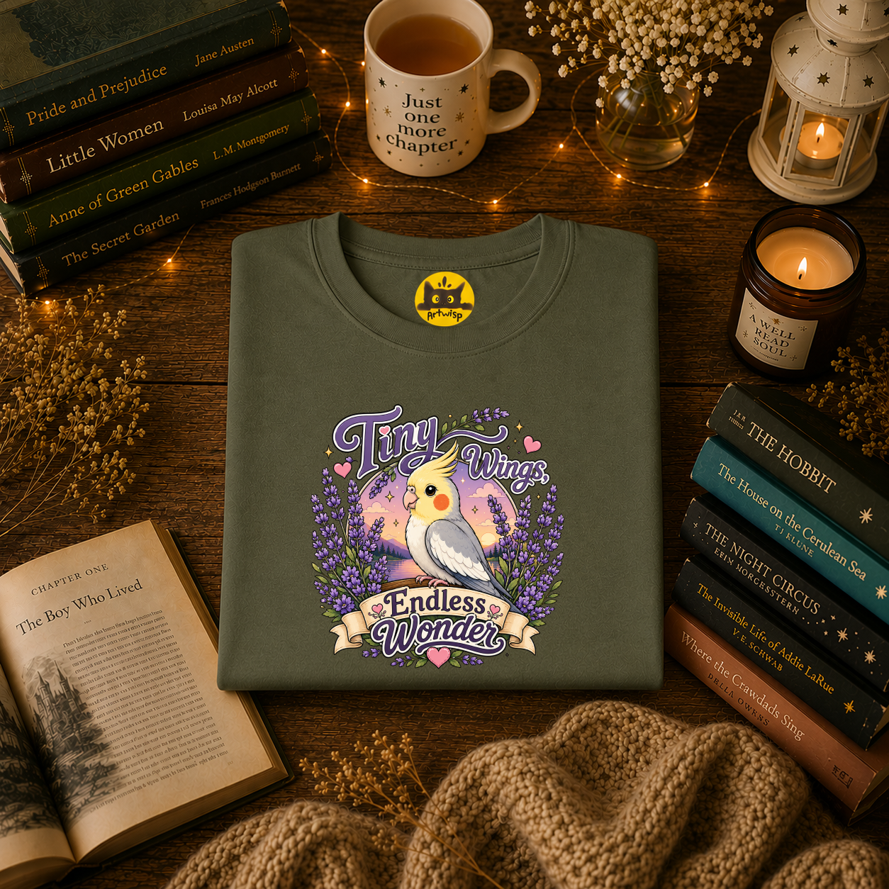Tiny Wings Cockatiel T‑Shirt — 'Endless Wonder' Cute Bird Graphic Tee