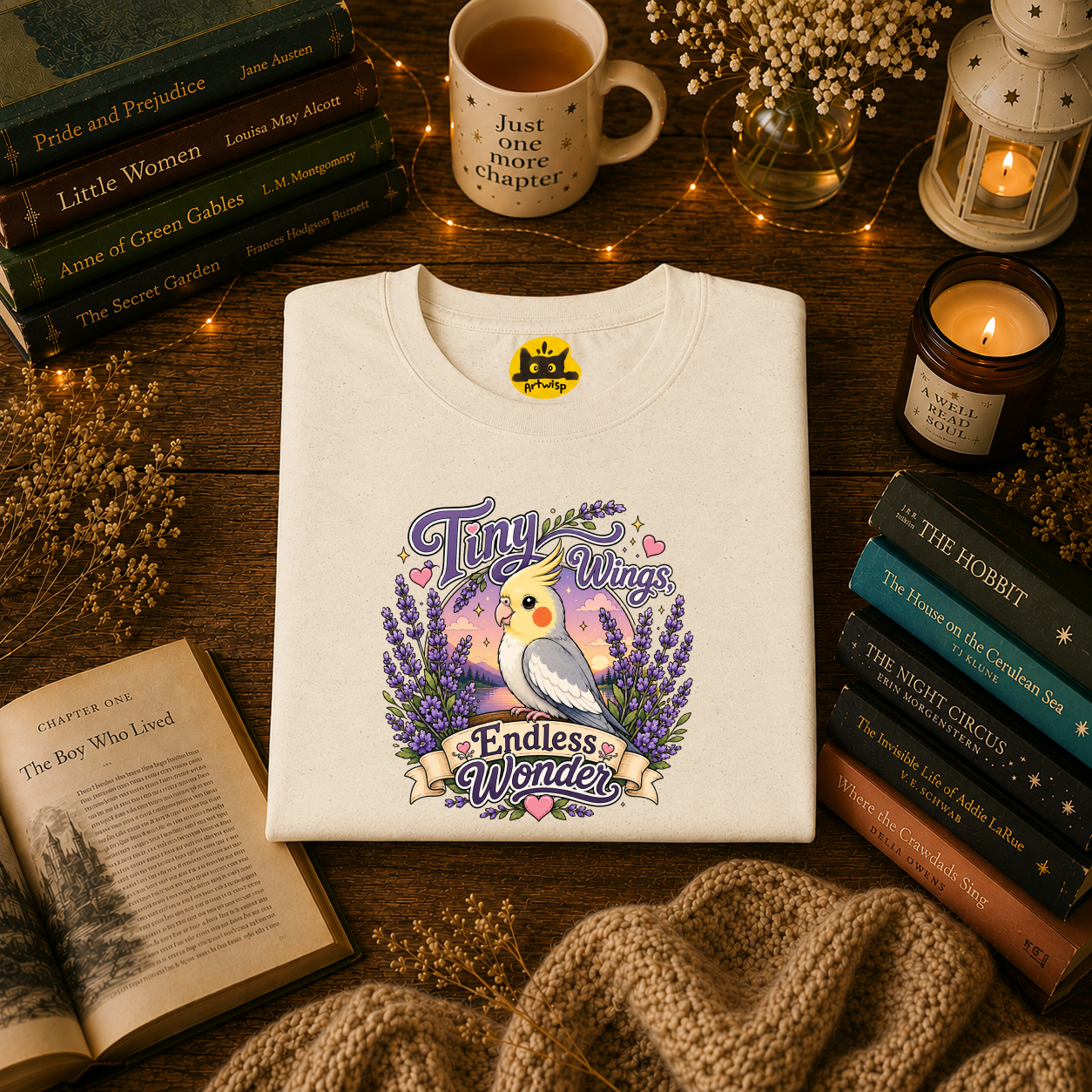Tiny Wings Cockatiel T‑Shirt — 'Endless Wonder' Cute Bird Graphic Tee