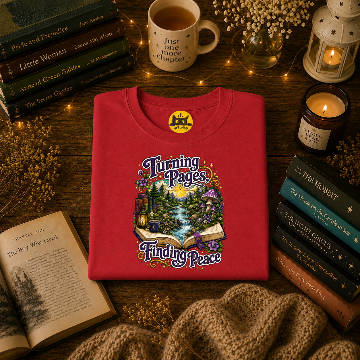 Turning Pages T‑Shirt — "Turning Pages, Finding Peace" Booklover Tee