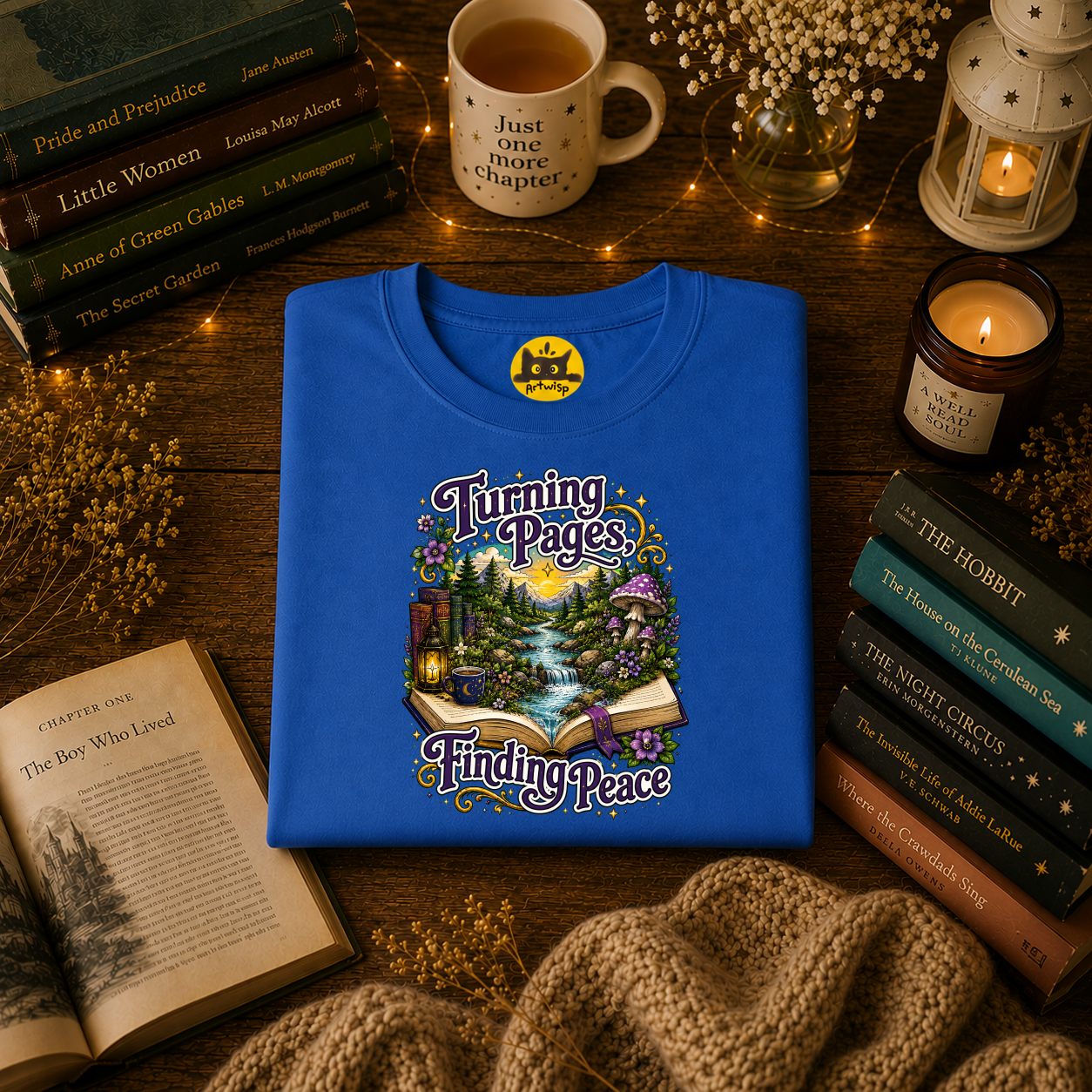 Turning Pages T‑Shirt — "Turning Pages, Finding Peace" Booklover Tee