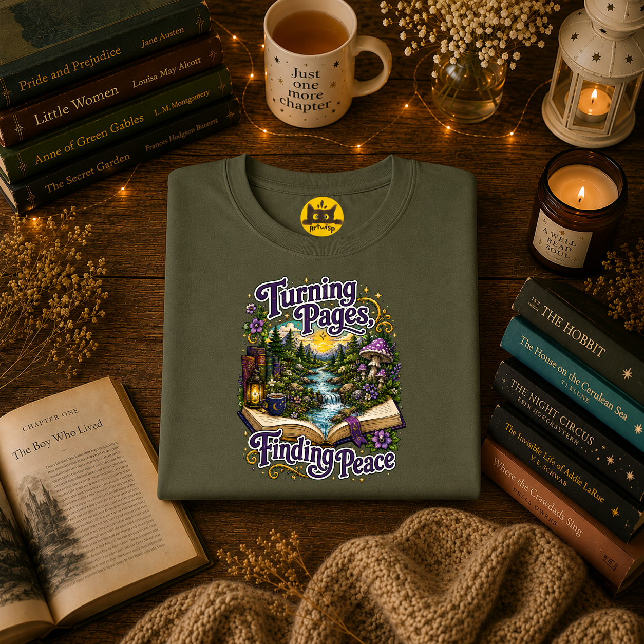 Turning Pages T‑Shirt — "Turning Pages, Finding Peace" Booklover Tee