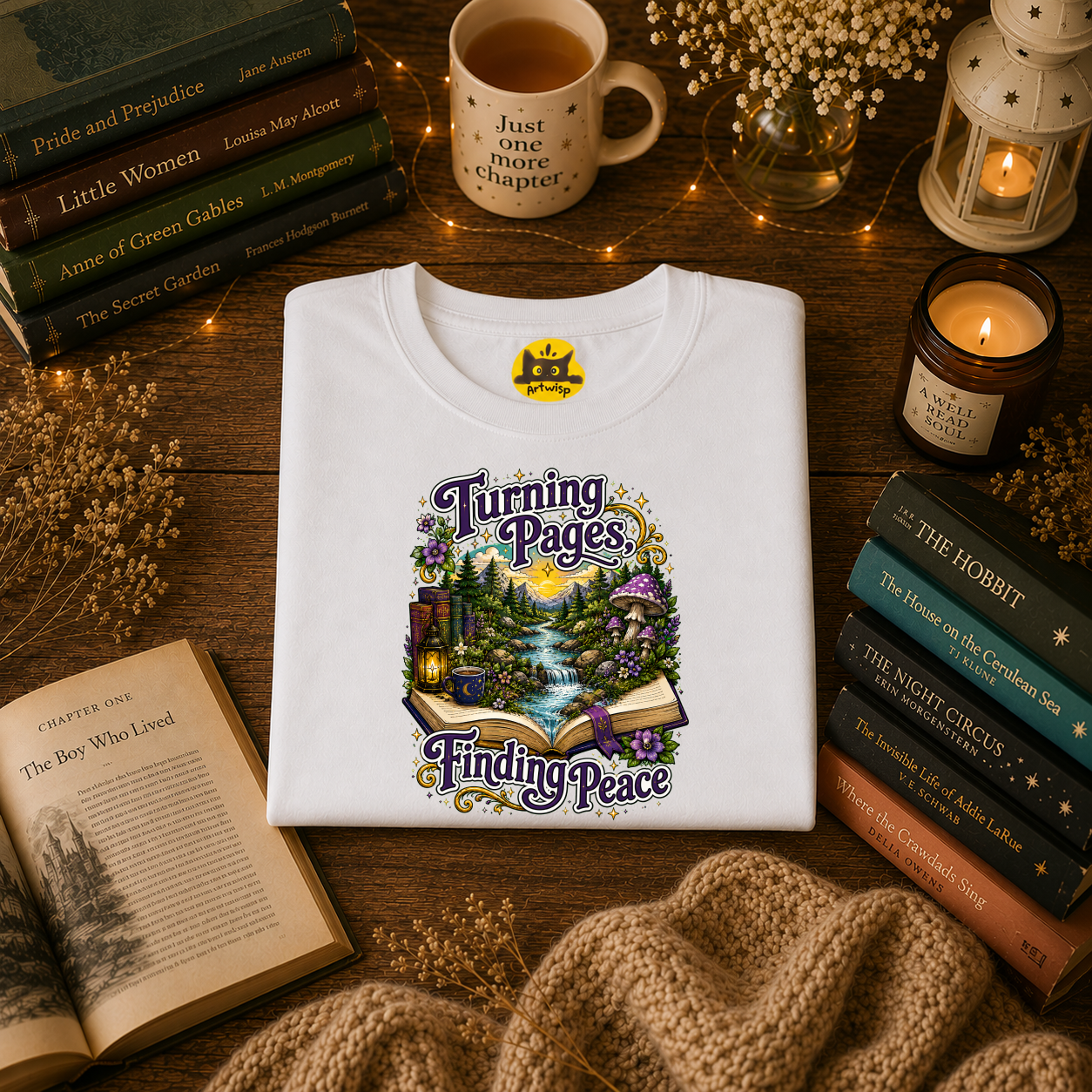 Turning Pages T‑Shirt — "Turning Pages, Finding Peace" Booklover Tee