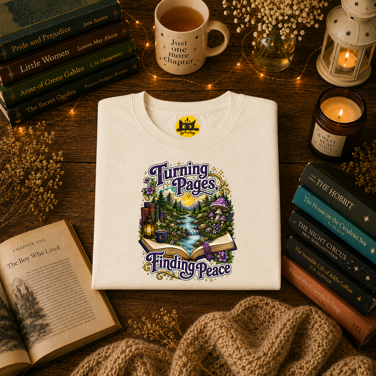 Turning Pages T‑Shirt — "Turning Pages, Finding Peace" Booklover Tee