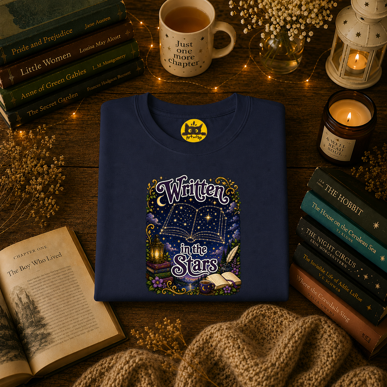 T-Shirt — "Written in the Stars" Astrology Book Graphic Tee