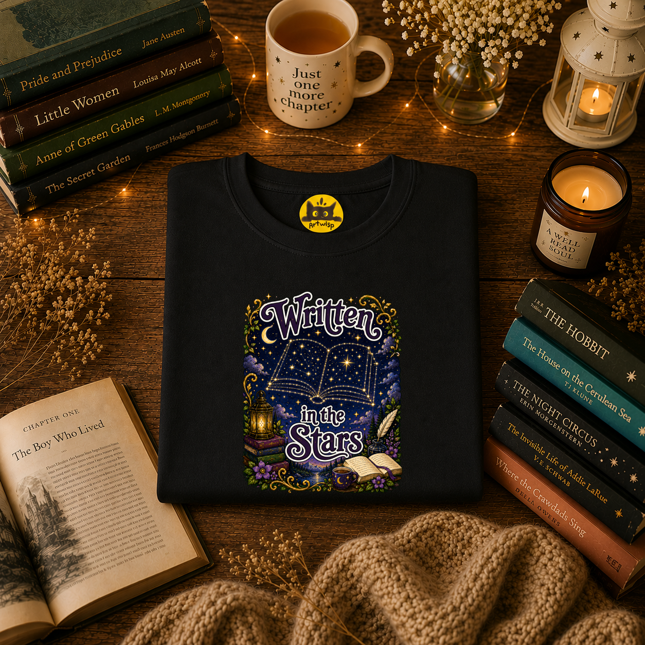 T-Shirt — "Written in the Stars" Astrology Book Graphic Tee