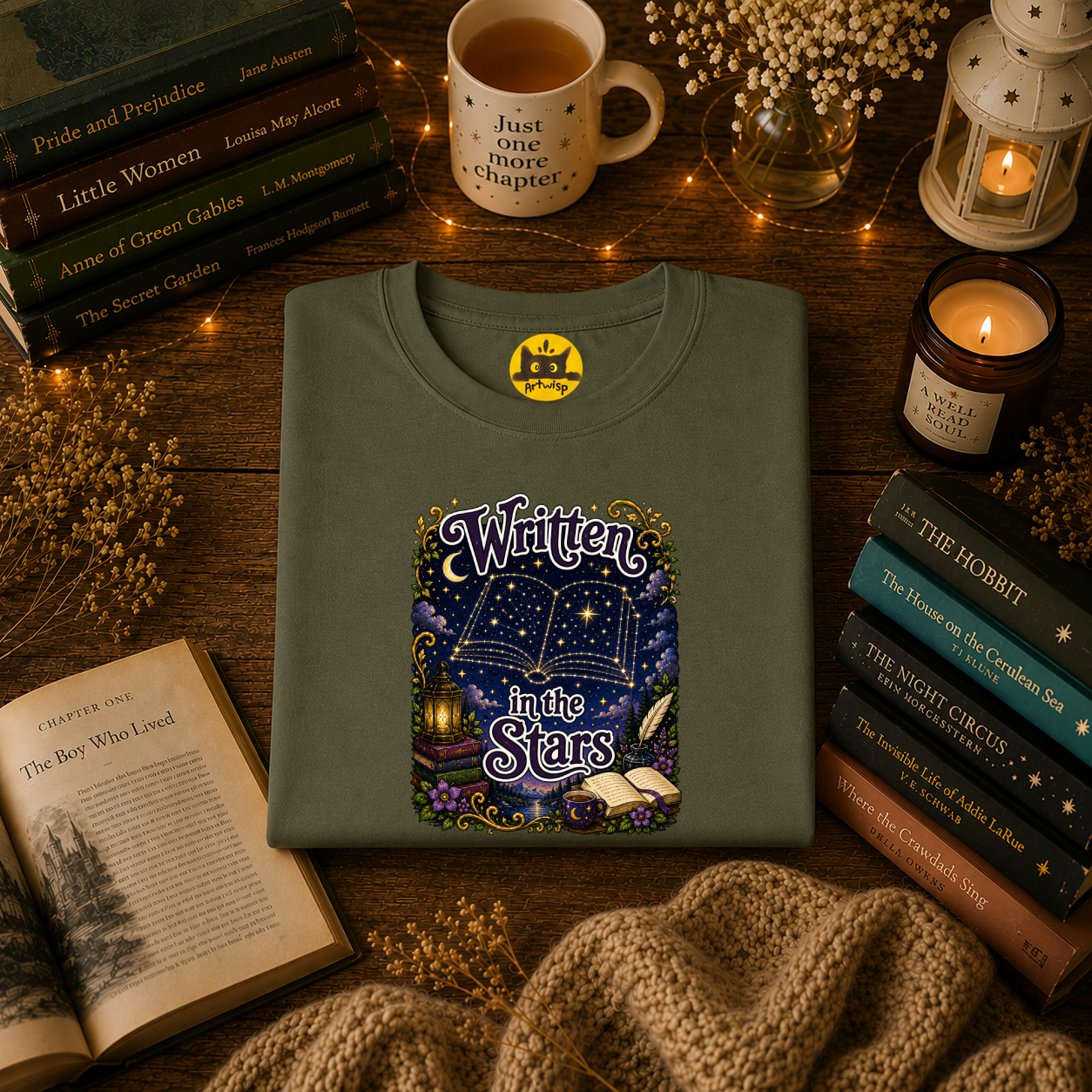 T-Shirt — "Written in the Stars" Astrology Book Graphic Tee