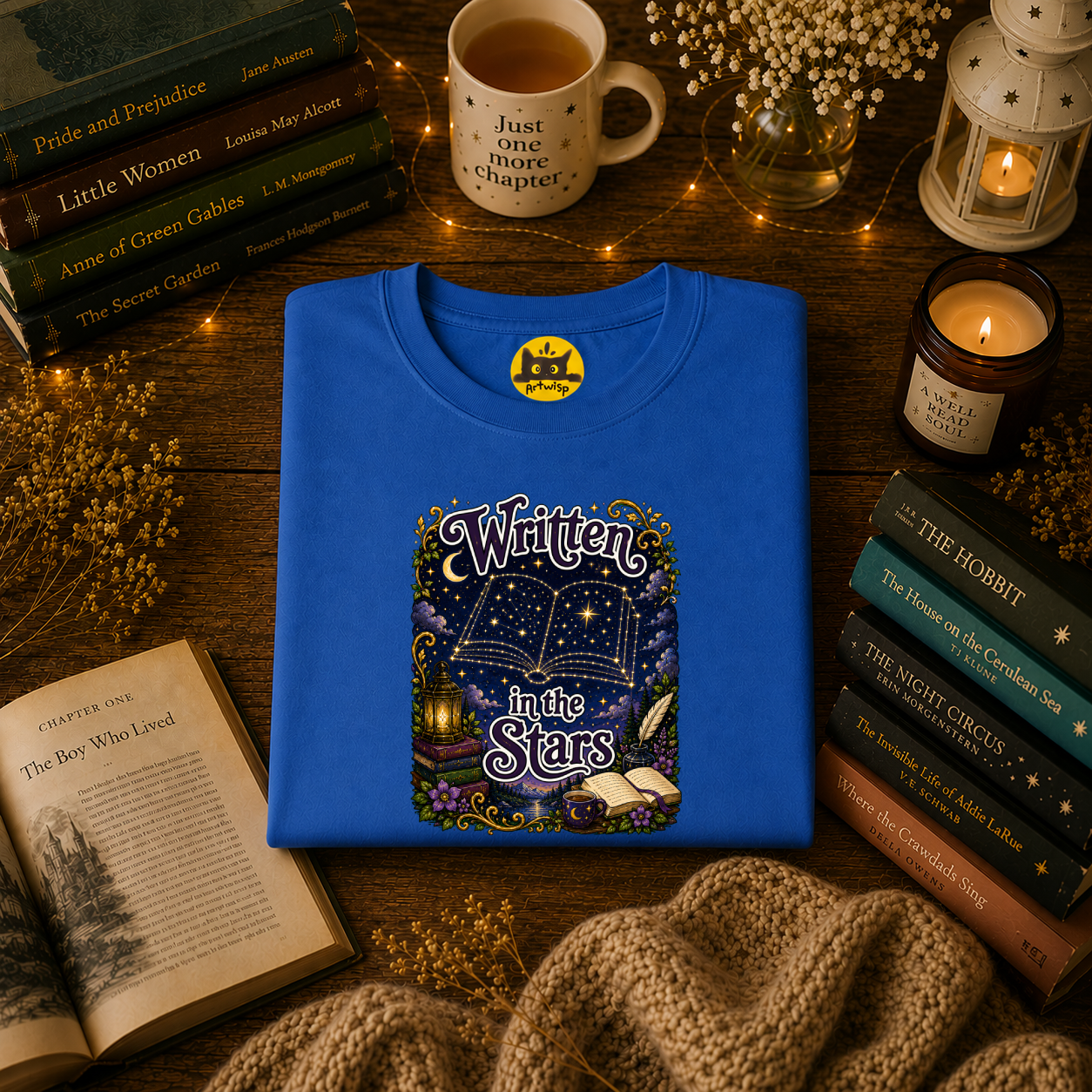 T-Shirt — "Written in the Stars" Astrology Book Graphic Tee
