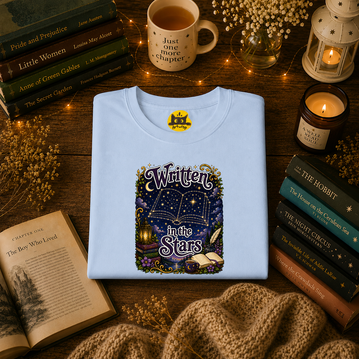 T-Shirt — "Written in the Stars" Astrology Book Graphic Tee