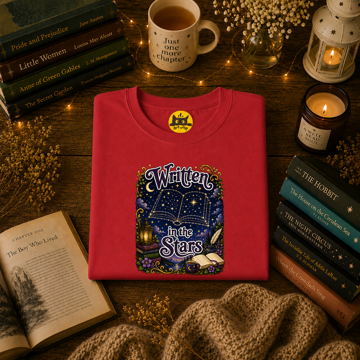 T-Shirt — "Written in the Stars" Astrology Book Graphic Tee