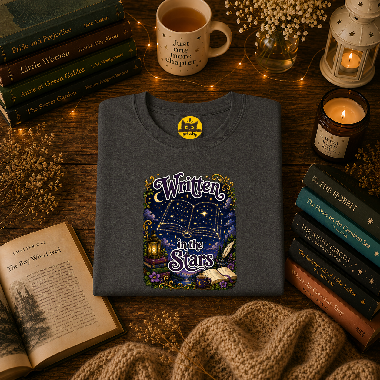 T-Shirt — "Written in the Stars" Astrology Book Graphic Tee
