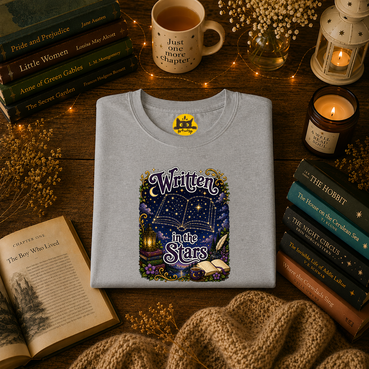 T-Shirt — "Written in the Stars" Astrology Book Graphic Tee