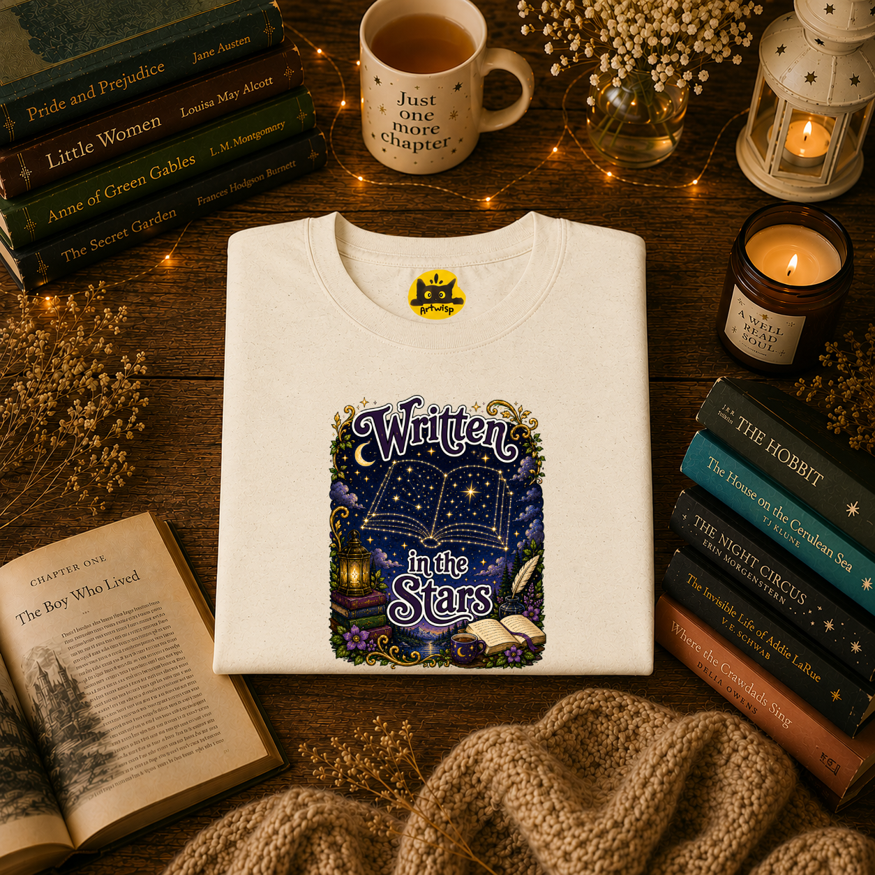 T-Shirt — "Written in the Stars" Astrology Book Graphic Tee