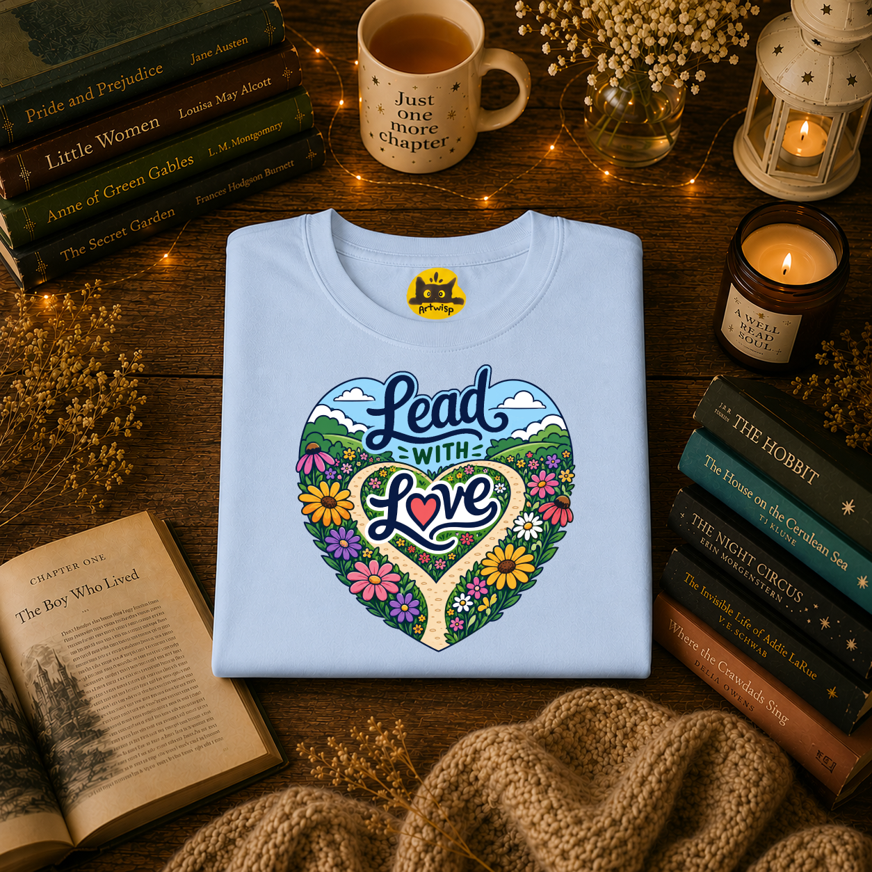 Lead With Love T-Shirt — Heart Floral Retro Graphic Tee
