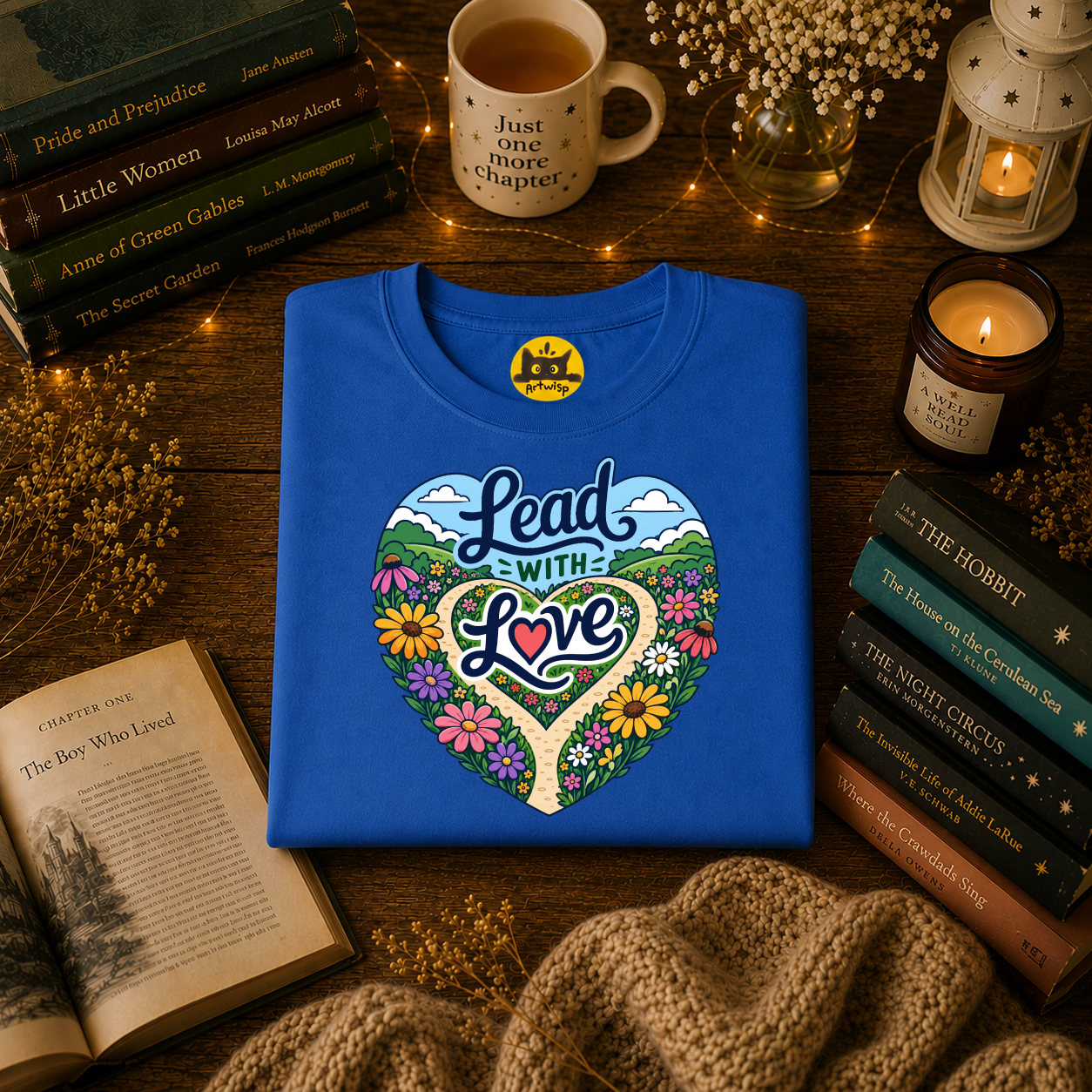 Lead With Love T-Shirt — Heart Floral Retro Graphic Tee