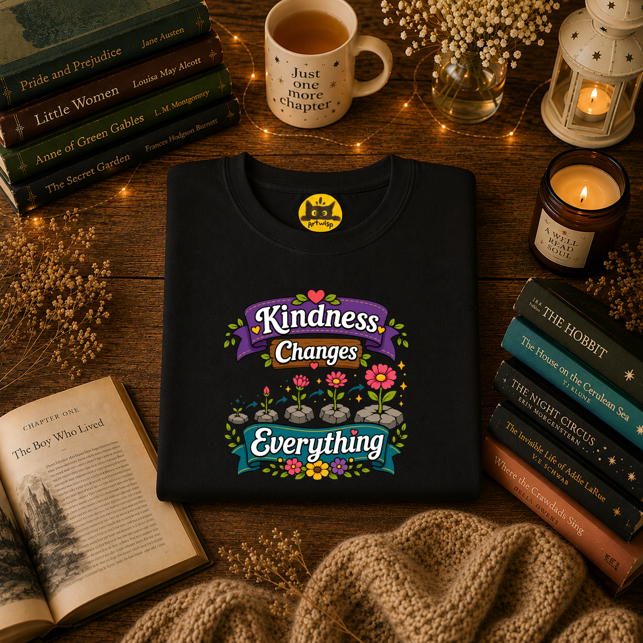 Kindness Changes Everything T‑Shirt — Floral Positive Message Tee