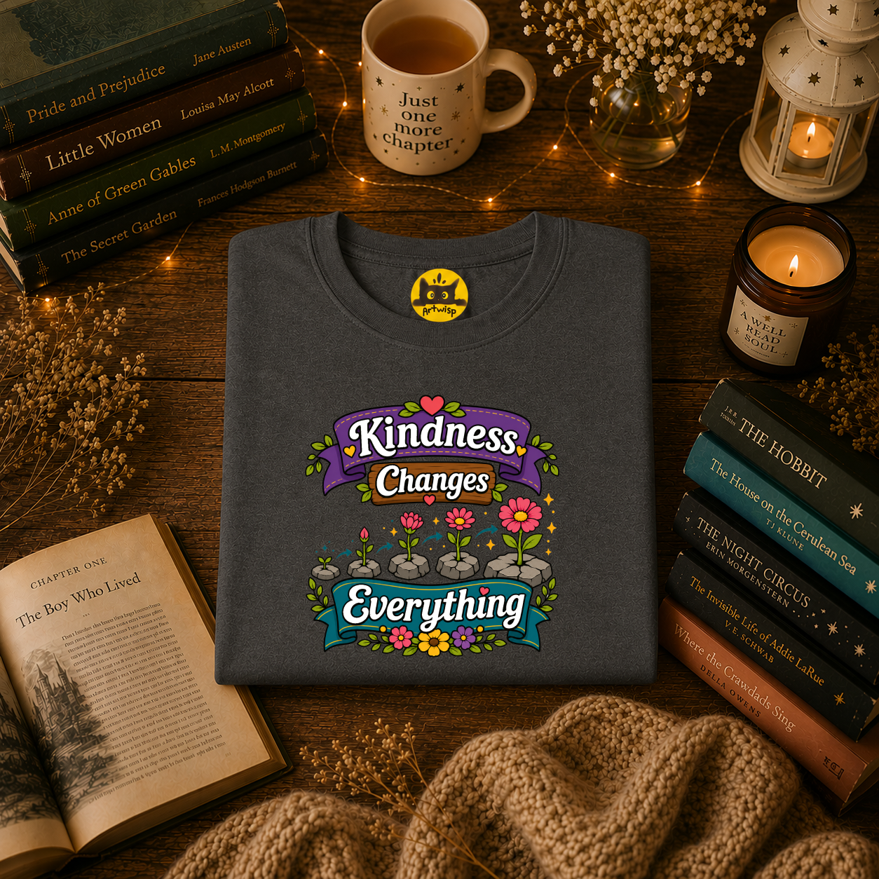 Kindness Changes Everything T‑Shirt — Floral Positive Message Tee