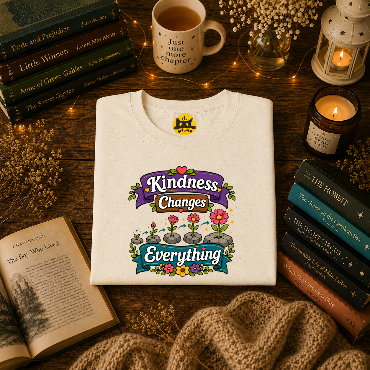 Kindness Changes Everything T‑Shirt — Floral Positive Message Tee