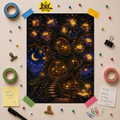 Fantasy Tree Library Poster — Magical Night Book Nook Wall Art