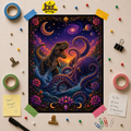 T-Rex vs. Kraken Cosmic Art Poster — Psychedelic Dinosaur Print
