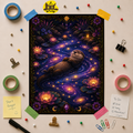 Otter Night Dream Rolled Poster — Mystical Galaxy Watercolor Wall Art