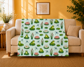 Frog Pond Velveteen Plush Blanket — Cute Lily Pad & Dragonfly Throw