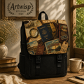 Vintage Travel Passport Collage Shoulder Backpack
