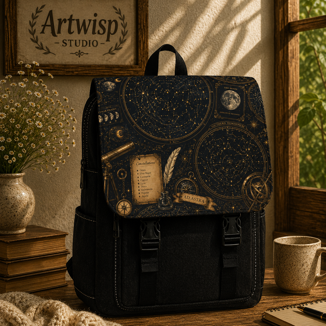 Astrology Star Map Shoulder Backpack – Celestial Constellation Shoulder Bag