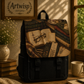 Vintage Booklover Shoulder Backpack — Literary Print Shoulder Backpack