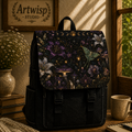 Mystic Night Moth Shoulder Backpack — Floral Moonlight Casual Shoulder Bag