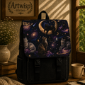 Cosmic Cat Galaxy Shoulder Backpack — Galactic Cats Space Print Casual Shoulder Backpack