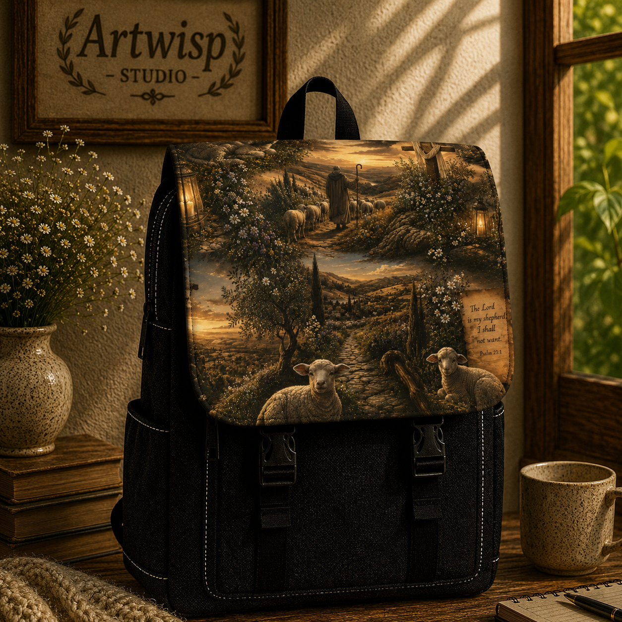 The Lord's Shepherd Shoulder Backpack — Shepherds & Sheep Scenic Daypack