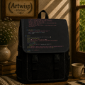 Coder Mom Shoulder Backpack — Black Casual Shoulder Bag with Code Print