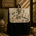 Vintage Prayer Garden Shoulder Backpack — 'Blessed Botanicals' Book & Praying Hands Design