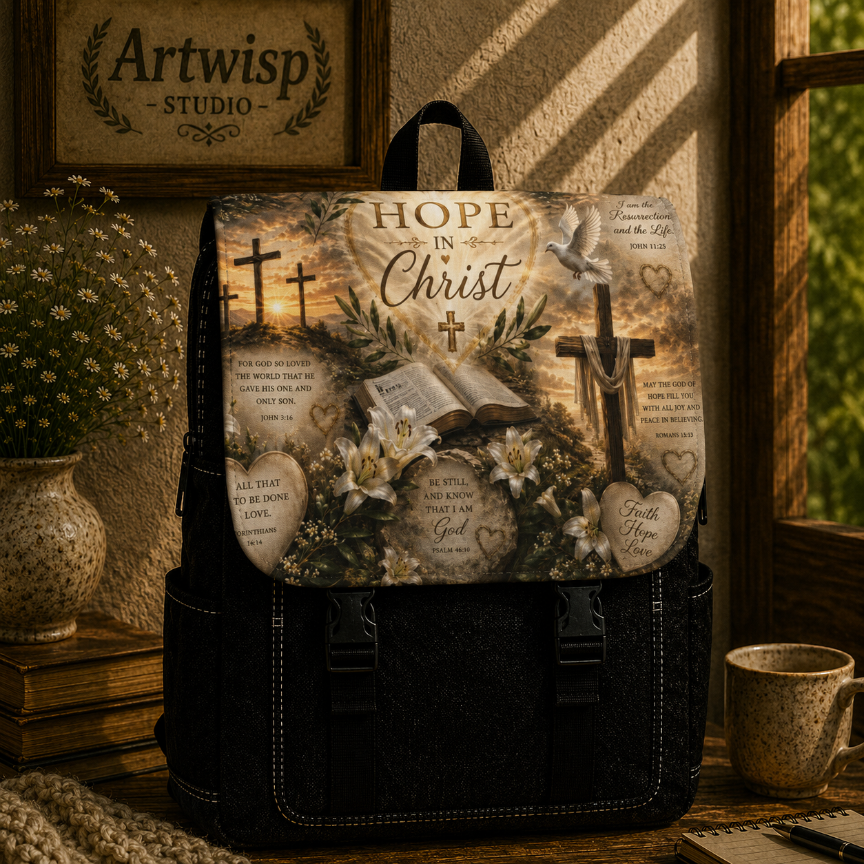 Hope in Christ Shoulder Backpack — Christian Faith Shoulder Bag