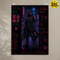 Neo-Tokyo Bounty Hunter Poster — Cyberpunk Rolled Art Print
