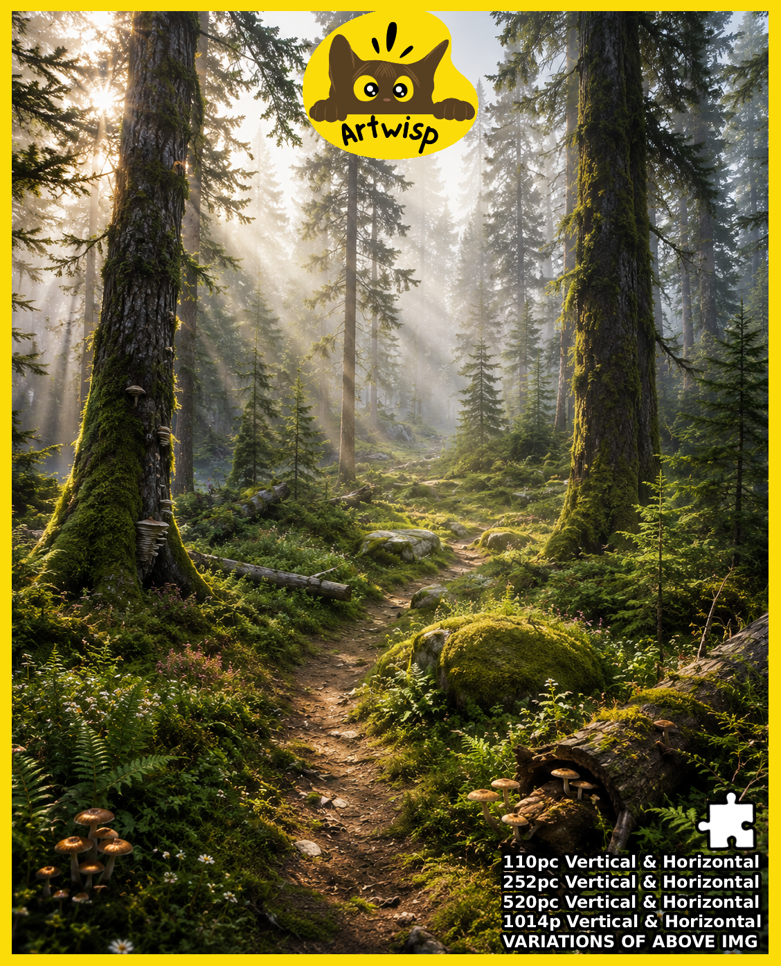 Mystic Forest Path Puzzle — Scenic Woodland Jigsaw (110/252/520/1014 pcs)