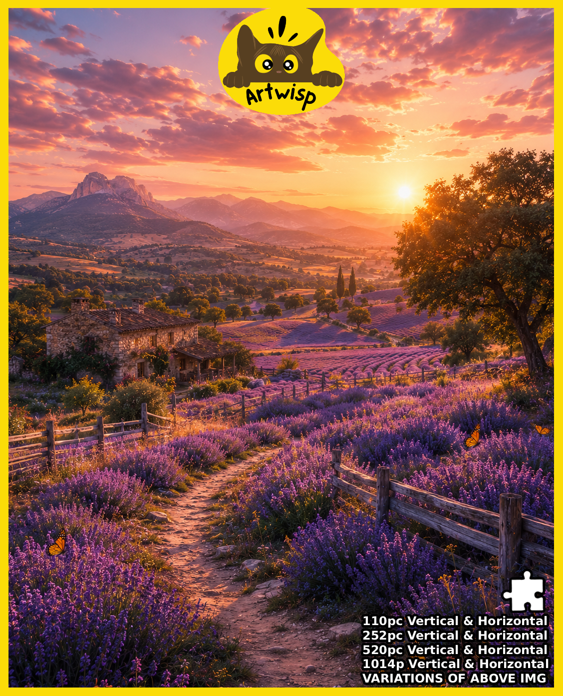Lavender Sunset Puzzle — Scenic Landscape Jigsaw (110–1014 Pieces)