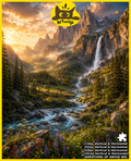 Mountain Valley Waterfall Jigsaw Puzzle — Scenic Nature Landscape Puzzle (110/252/520/1014 pcs)
