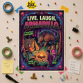 Live Laugh Armadillo Vintage Neon Pop Art Horror Poster — Rolled Wall Art