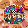 Psychedelic Mushroom Trio Kiss-Cut Sticker — Cute Hippie Peace & Flowers