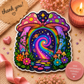 Psychedelic Mushroom Portal Sticker — Colorful Trippy Kiss-Cut Decal