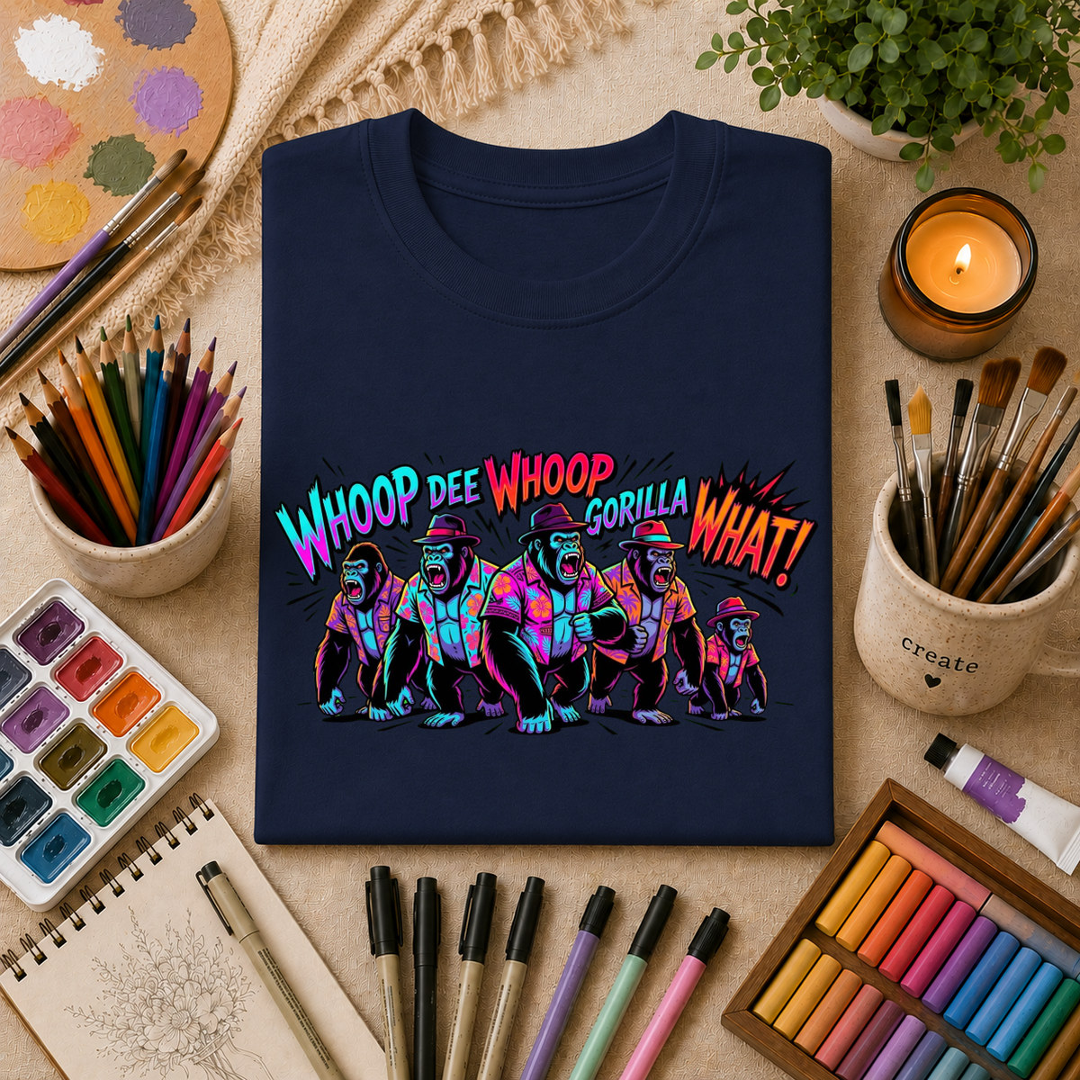 Gorilla Comic Pop Art T-Shirt — "Whoop Dee Whoop Gorilla What!" Graphic Tee