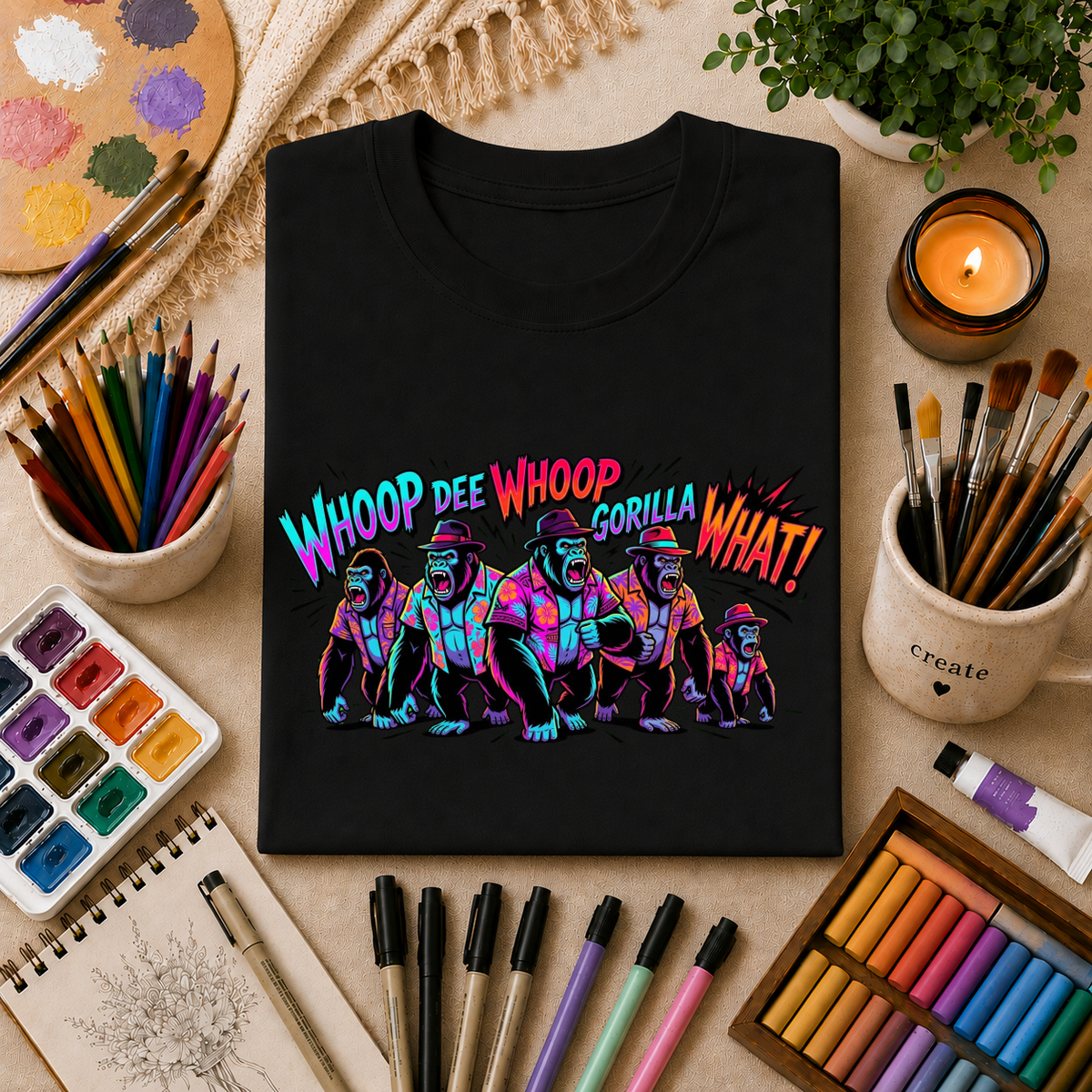 Gorilla Comic Pop Art T-Shirt — "Whoop Dee Whoop Gorilla What!" Graphic Tee