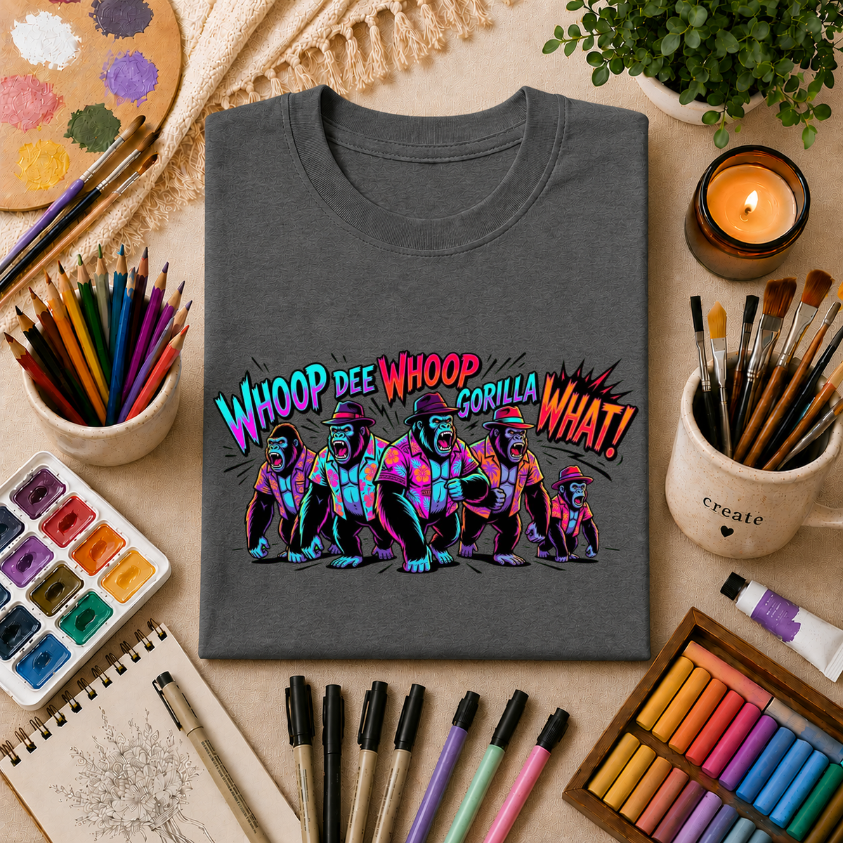 Gorilla Comic Pop Art T-Shirt — "Whoop Dee Whoop Gorilla What!" Graphic Tee