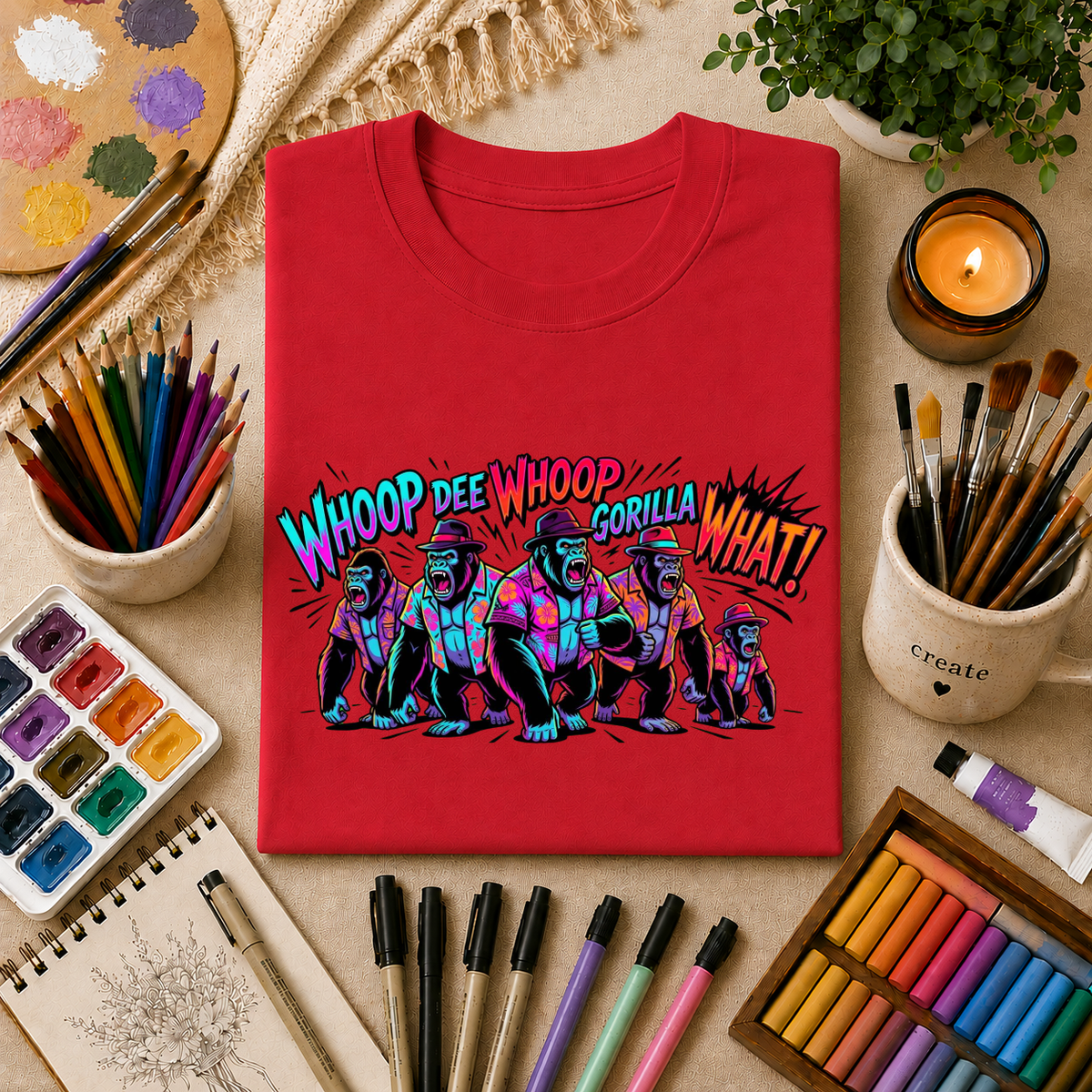 Gorilla Comic Pop Art T-Shirt — "Whoop Dee Whoop Gorilla What!" Graphic Tee